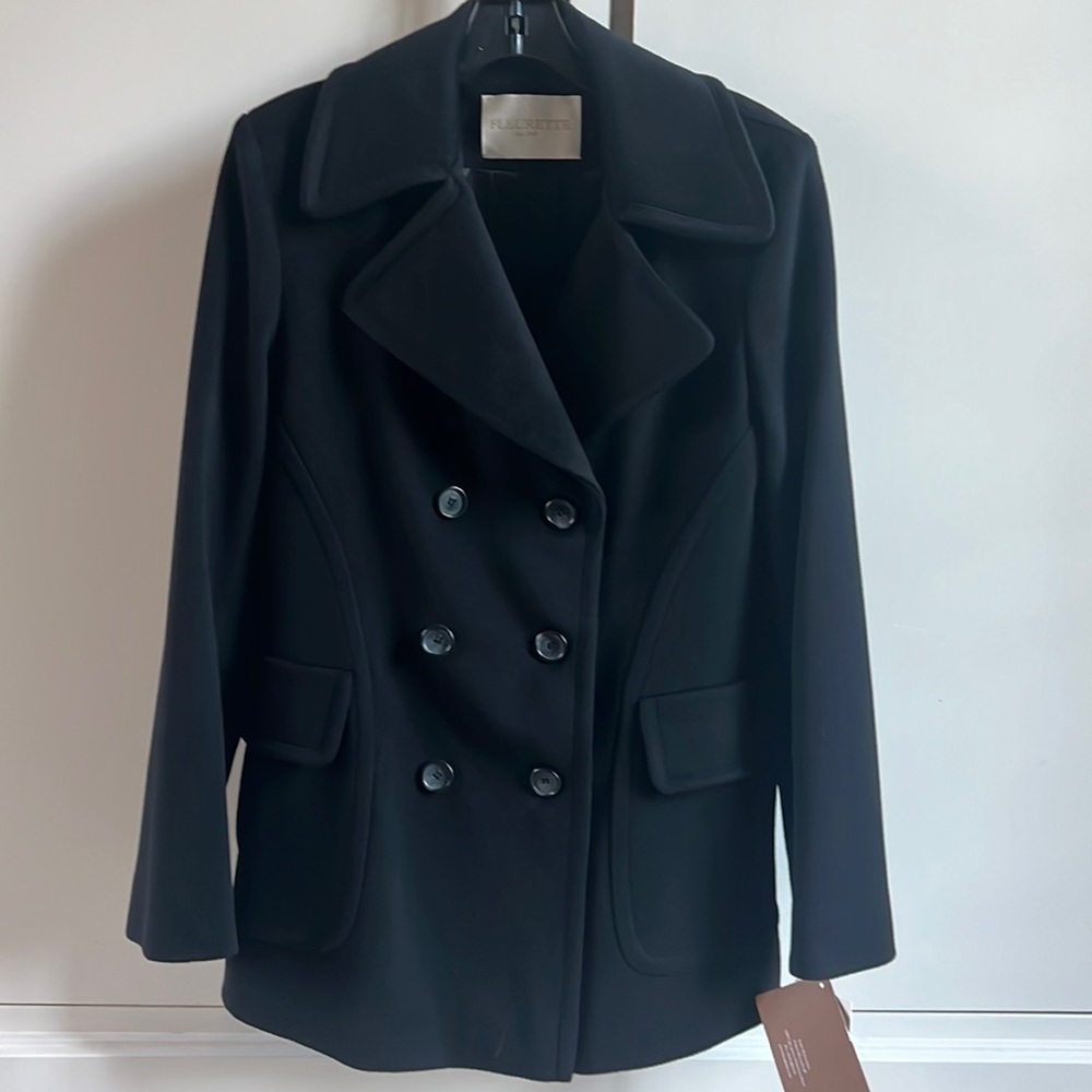 Worn ONCE  Fleurette 100% Italian wool peacoat in size 8.